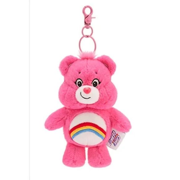 New! Care Bears Cheer Bear Plush Bag Clip Key Ring Bag Charm - Picture 1 of 2